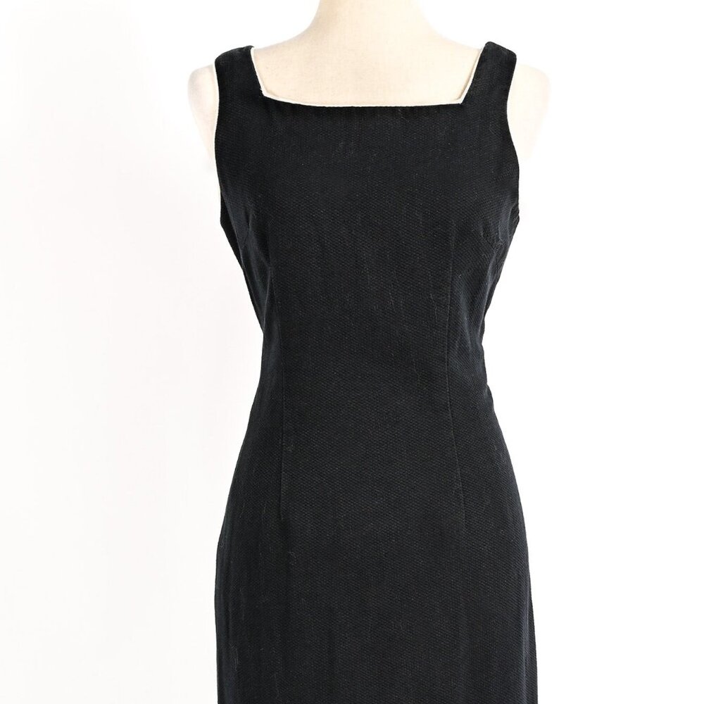 Vintage 90s Black Textured JESSICA HOWARD Sleeveless Mini Shift Dress